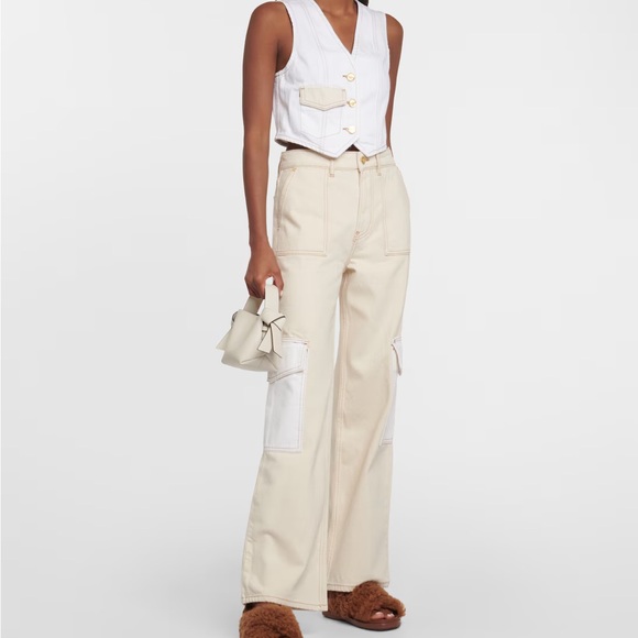 GANNI Cream Wide-Leg Cargo Pants - Picture 8 of 8